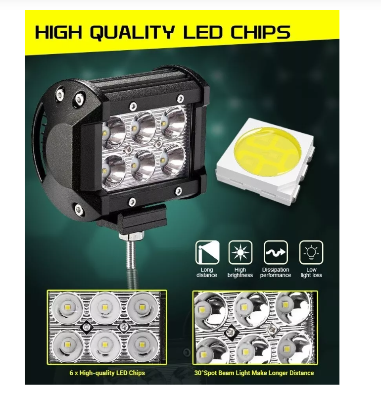 X4 Barra Focos Neblineros Led 18w Blanco Expansion Auto Moto-6