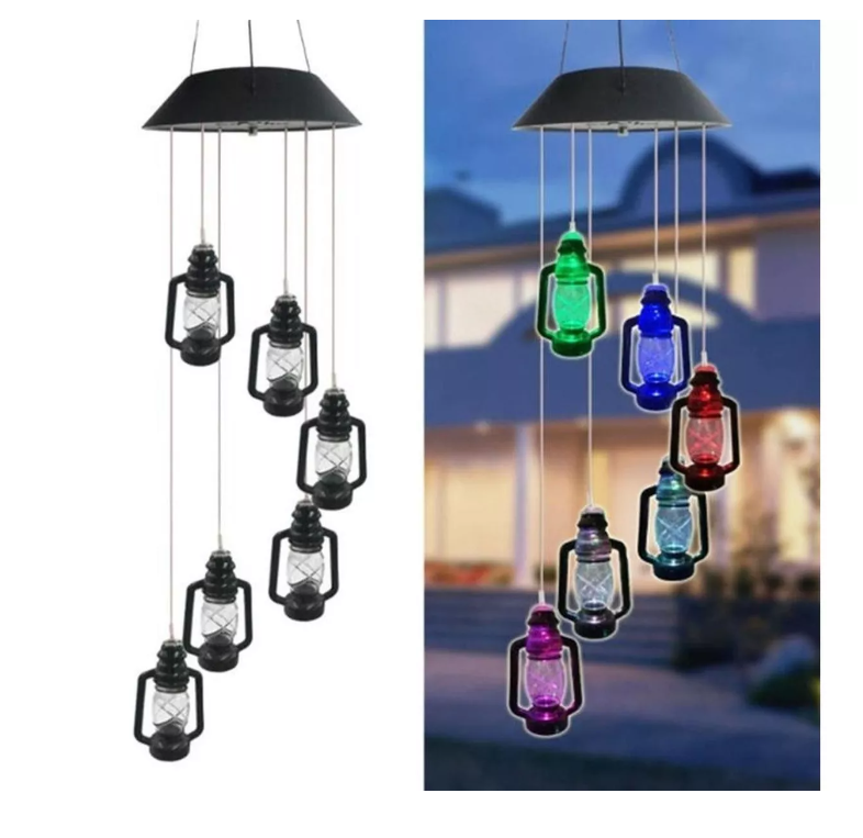 Lampara Colgante Led Solar Colibrí Multicolor Jardin Terraza farol-0