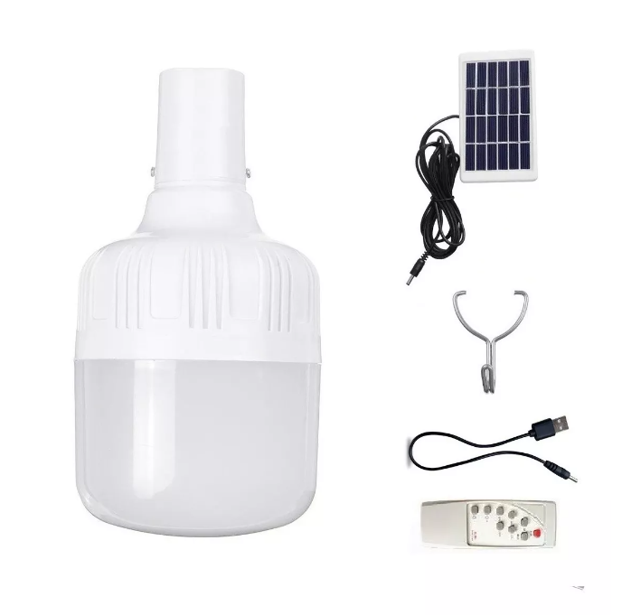Lampara Ampolleta Led Usb Portátil + Panel Solar + Control-0