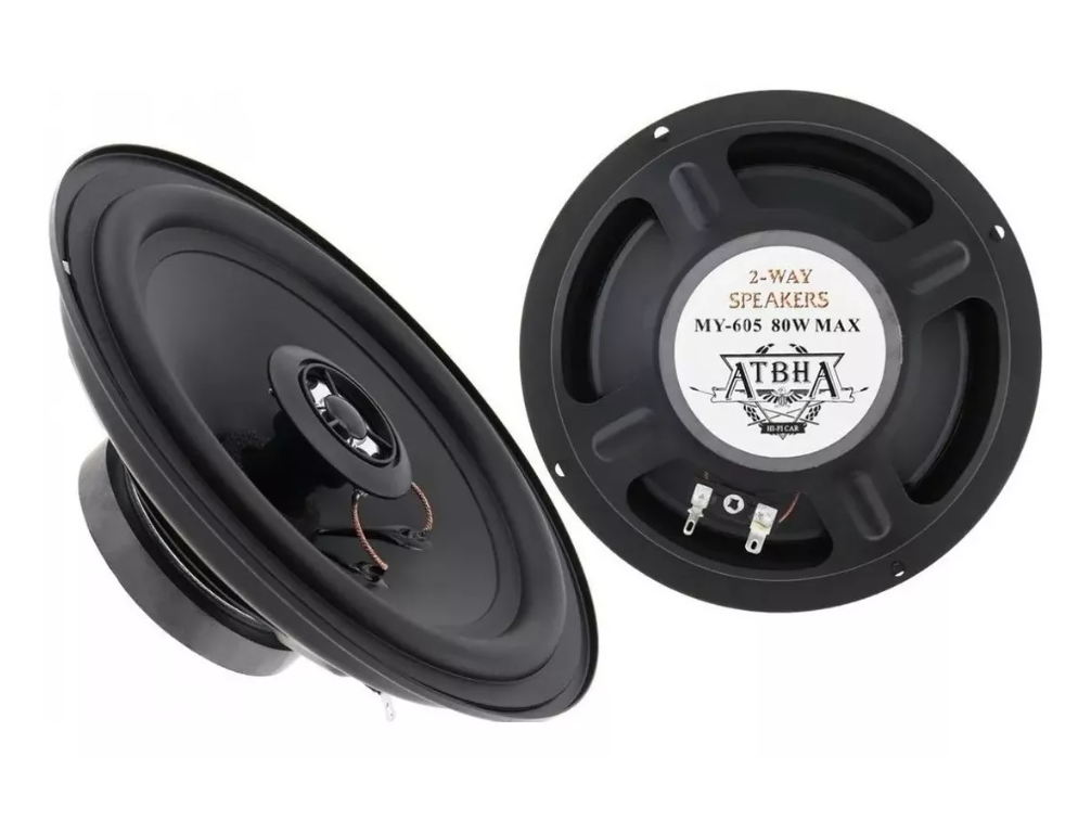 X2 Parlante Auto 16cm Redondo 80w Coaxial 2 Vías Hifi -0