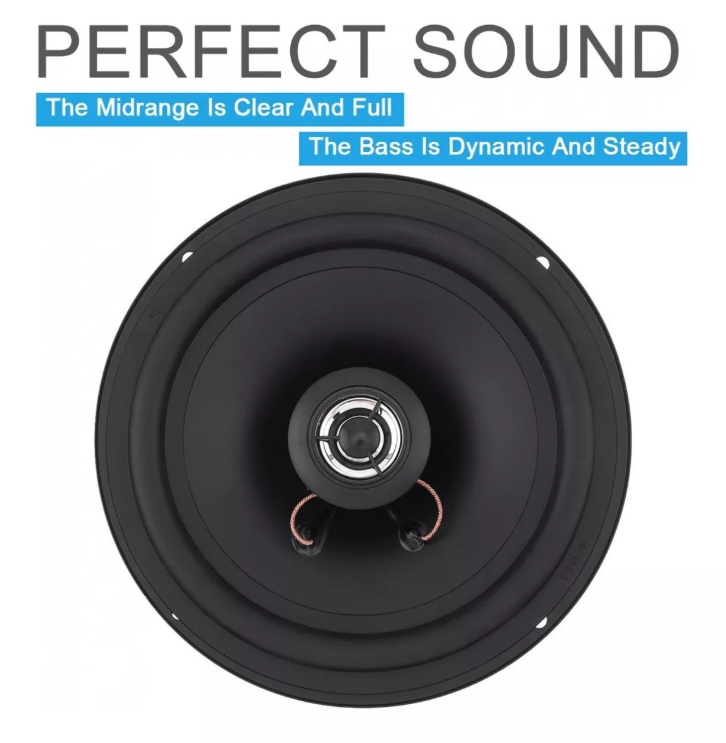X2 Parlante Auto 16cm Redondo 80w Coaxial 2 Vías Hifi -1
