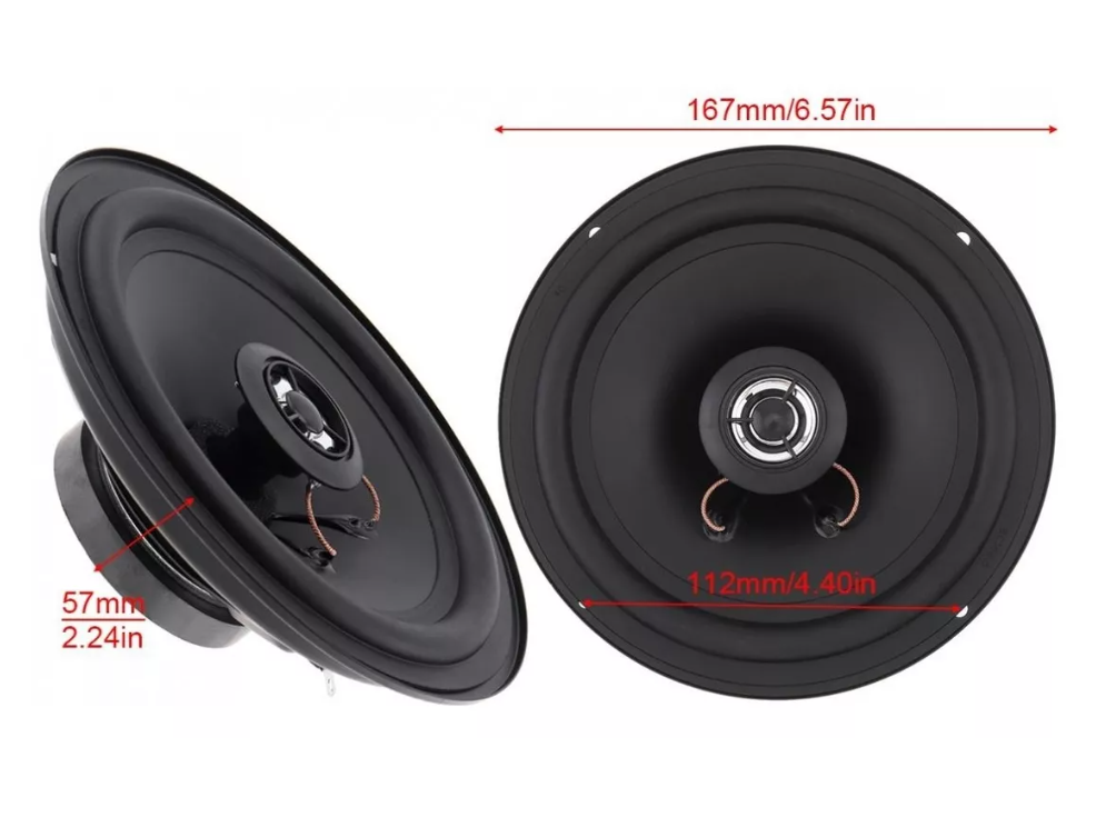 X2 Parlante Auto 16cm Redondo 80w Coaxial 2 Vías Hifi -2