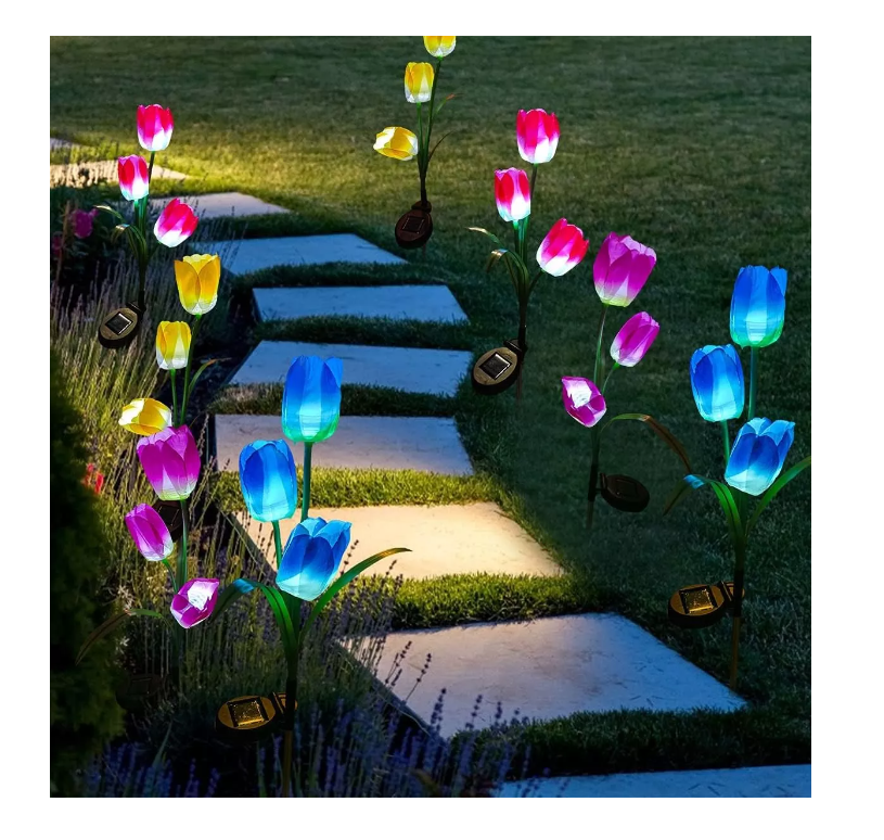 Pack 4 Unidades Tulipán Lámpara Solar Jardín Cesped Terraza-6