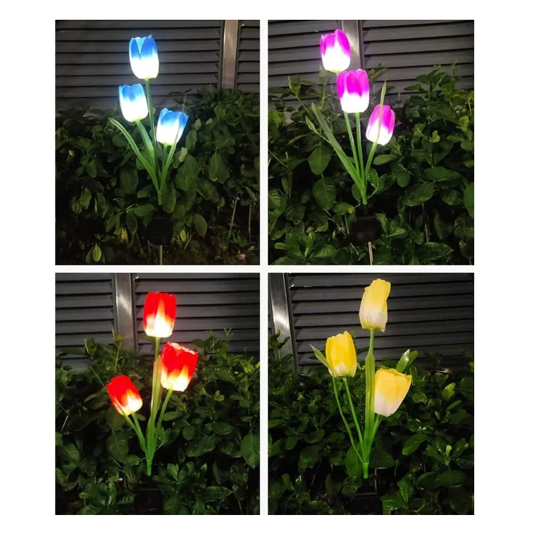 Pack 4 Unidades Tulipán Lámpara Solar Jardín Cesped Terraza-3