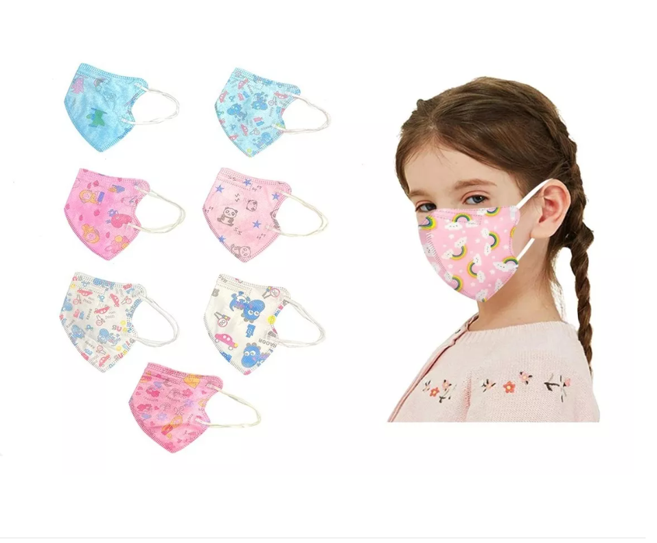 X50 Mascarillas Niños Con Diseño Kn95 5pliegues Reutilizable niña-0