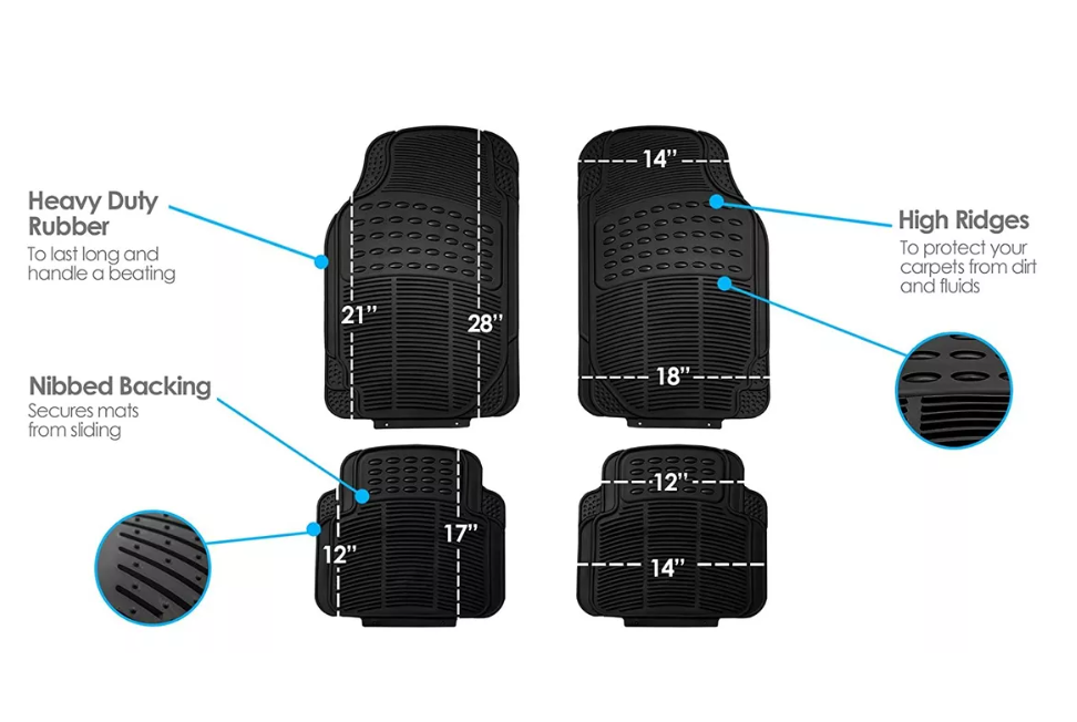 Set 4 Piezas Pisos De Goma Para Vehículos Universal Auto-1