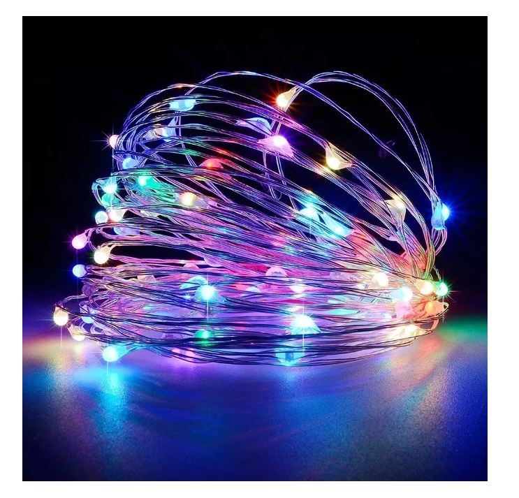 Lámpara Solar Luces Tira Led Al Aire 12 Mts 100 Led Navidad 3-5