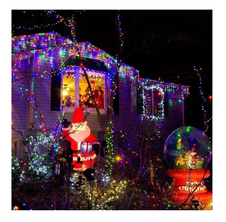 Lámpara Solar Luces Tira Led Al Aire 12 Mts 100 Led Navidad 3-6
