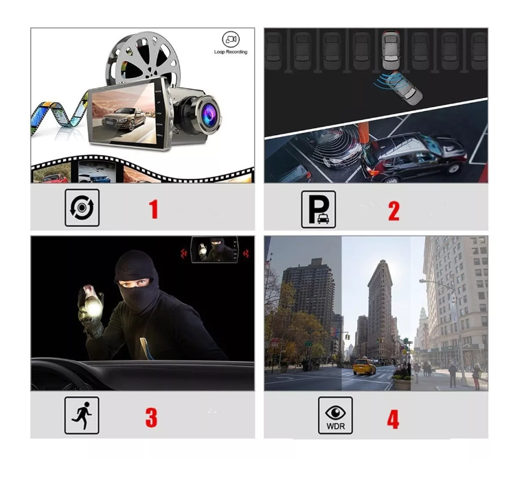Cámara Seguridad Dash Cam Hd Sensor 1080p + Cámara Retroceso-2