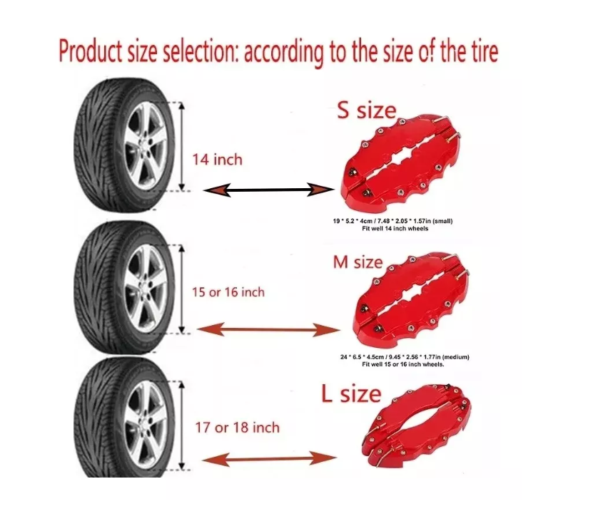 Par Cubre Caliper Auto Tunning Llanta Talla L 27.5x8x5.2 Cm-4