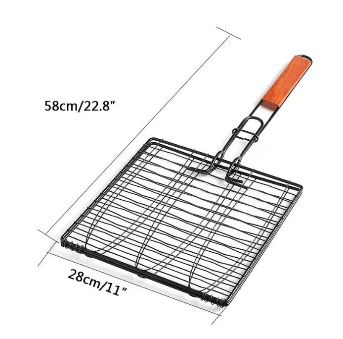 Parrilla Rejilla Doble Barbacoa 28x28cm Acero Inoxidable-1
