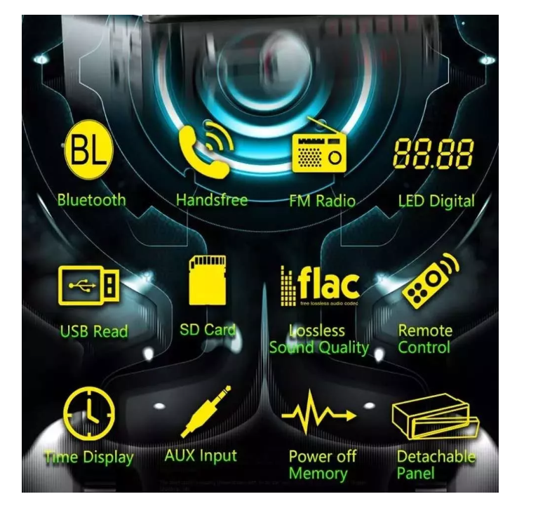 Radio Auto Panel Desmontable Bluetooth Mp3 Aux Usb2-5