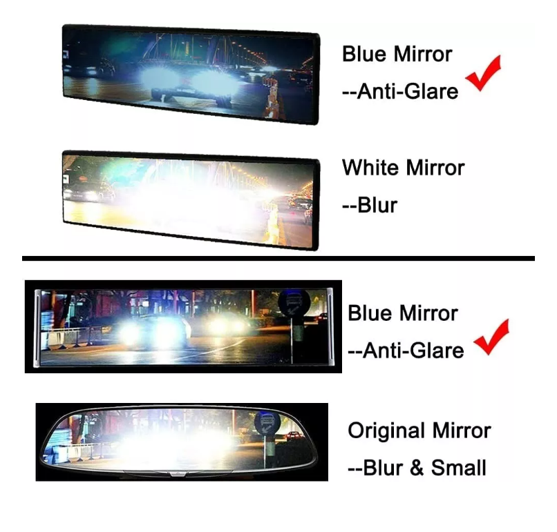 Espejo Retrovisor Panorámico 30cm Interior Auto Antirreflejo-2