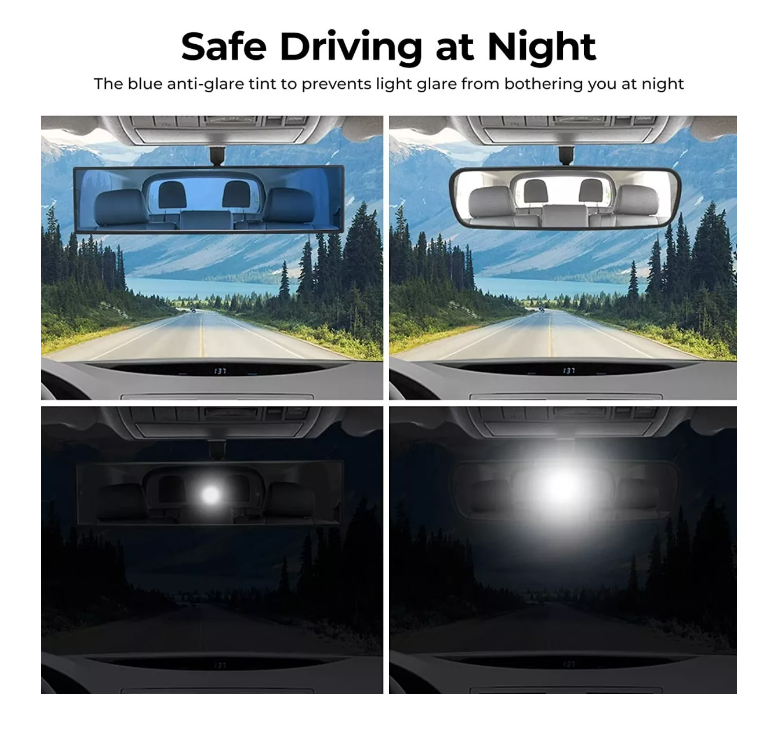 Espejo Retrovisor Panorámico 30cm Interior Auto Antirreflejo-4