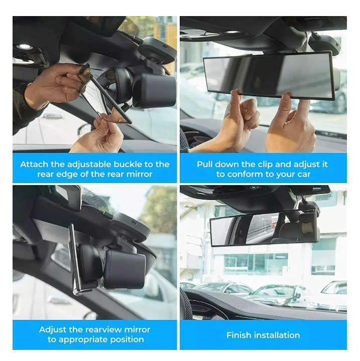 Espejo Retrovisor Panorámico 30cm Interior Auto Antirreflejo-5