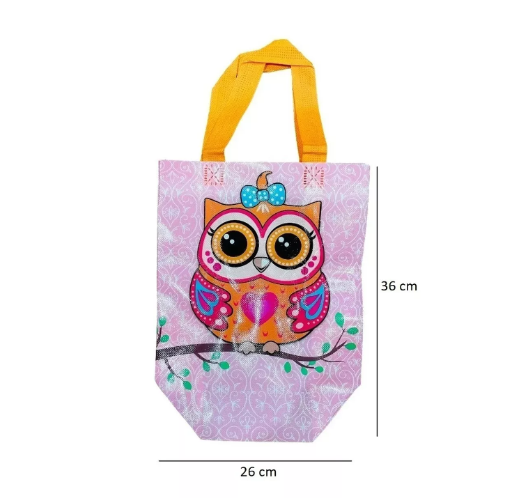 Pack 12 Bolsa Reutilizable Búho D Compras Regalo 36x26cm-2