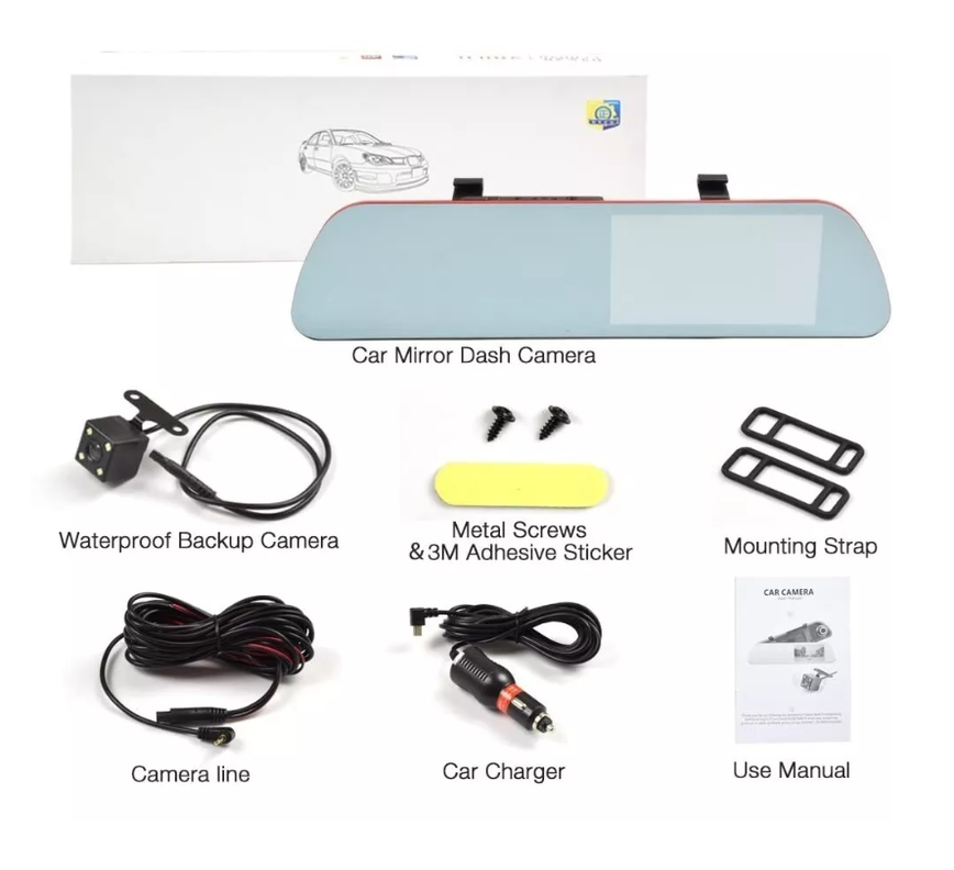 Cámara Auto Espejo Retrovisor 4.3 1080p + Cámara Retroceso-3