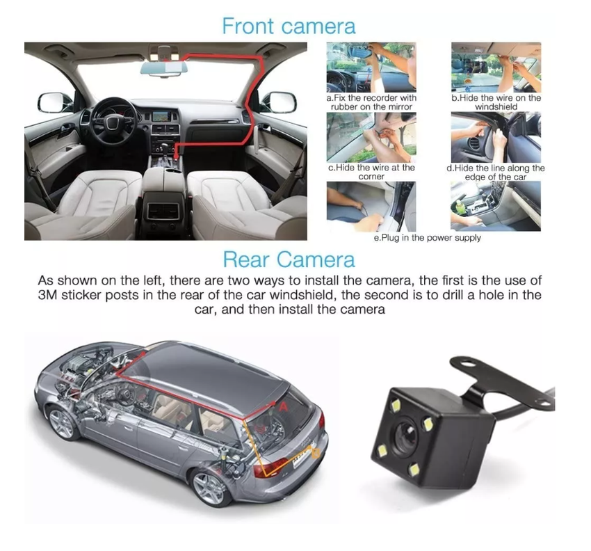 Cámara Auto Espejo Retrovisor 4.3 1080p + Cámara Retroceso-5