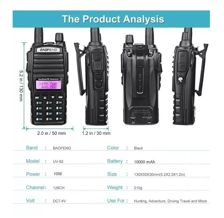 Radio Transmisor Walkie Talkie Baofeng Uv-82 Dual Banda-5