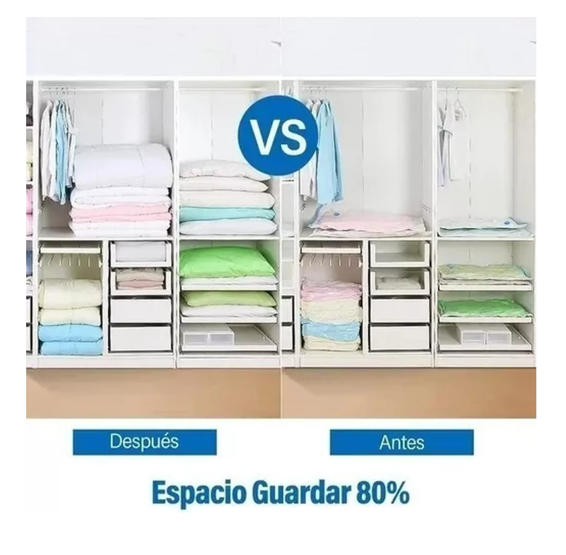 Pack 12 Bolsas Organizadoras Al Vacio Con Bomba Manual-2