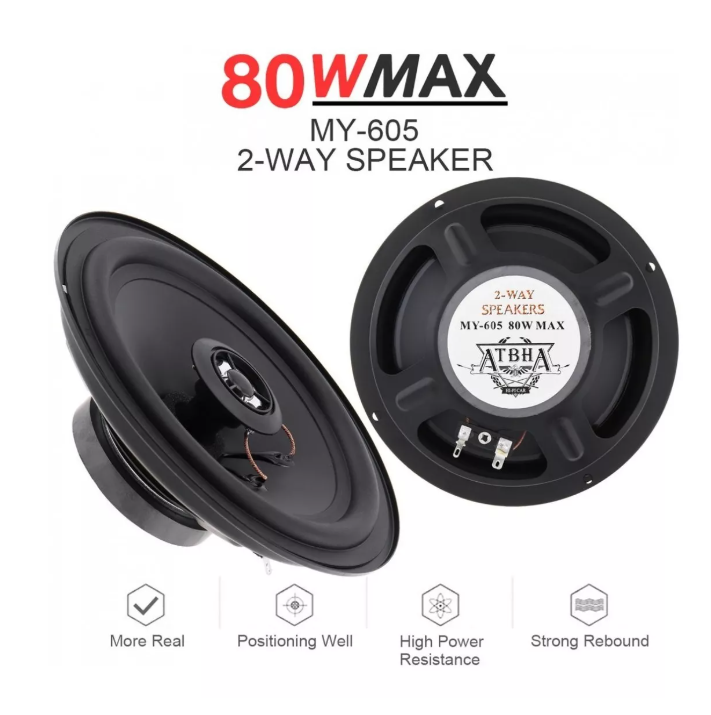 Parlante Auto 16cm Redondo 80w Coaxial 2 Vías Hifi 2-3
