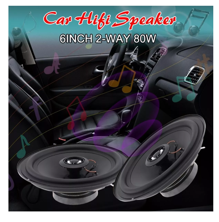 Parlante Auto 16cm Redondo 80w Coaxial 2 Vías Hifi 2-7