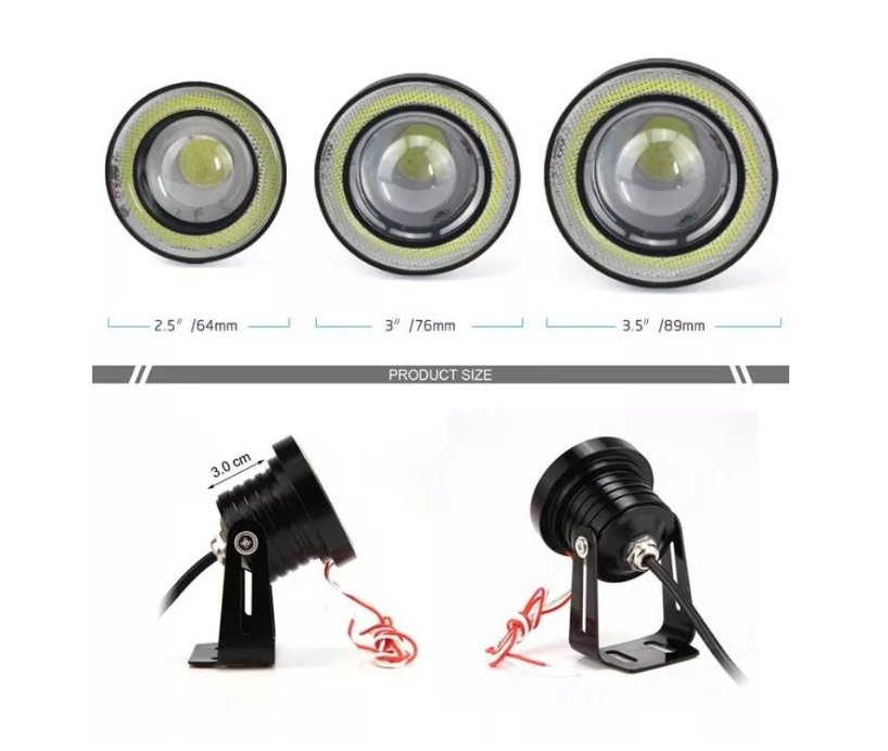 Par Focos Neblineros Led Ojos De Ángel 89mm Blanco + Blanco-3