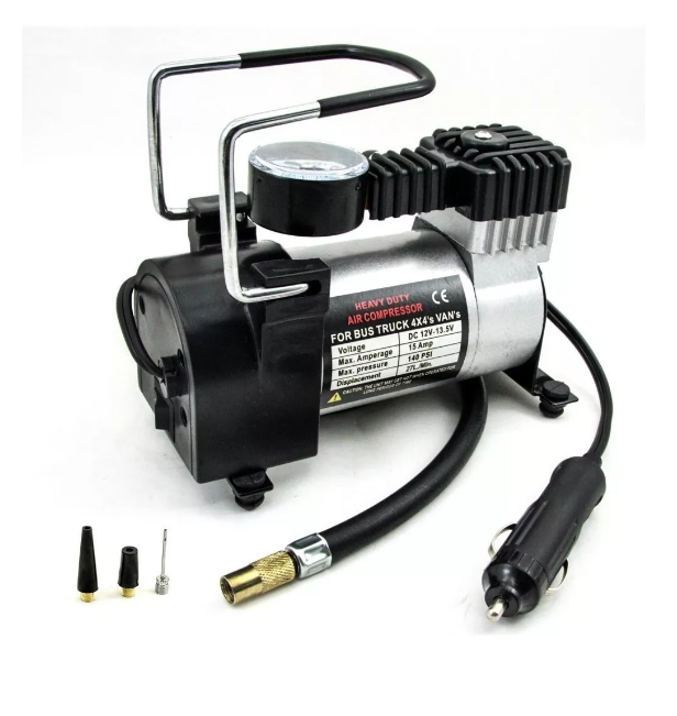 Compresor Aire Metalico Vehiculo 12v Auto Moto Color Plateado-0
