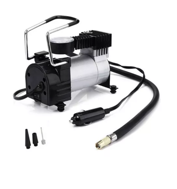 Compresor Aire Metalico Vehiculo 12v Auto Moto Color Plateado-4