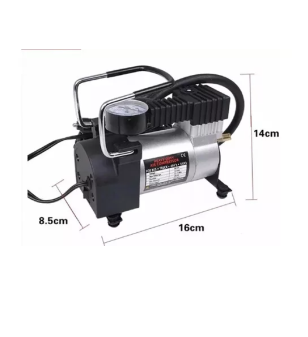 Compresor Aire Metalico Vehiculo 12v Auto Moto Color Plateado-5