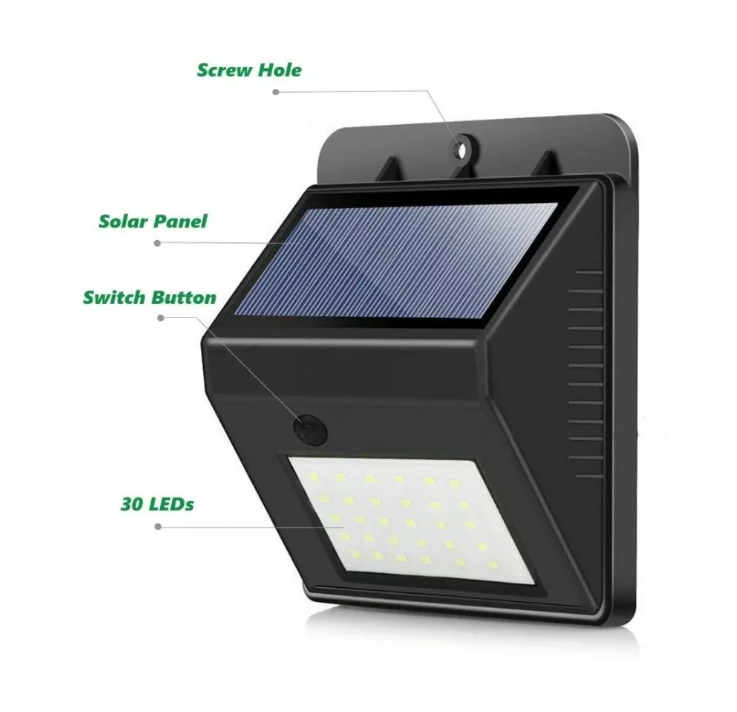 Luz Lámpara De Pared Foco Led Solar 30 Led Exterior-2