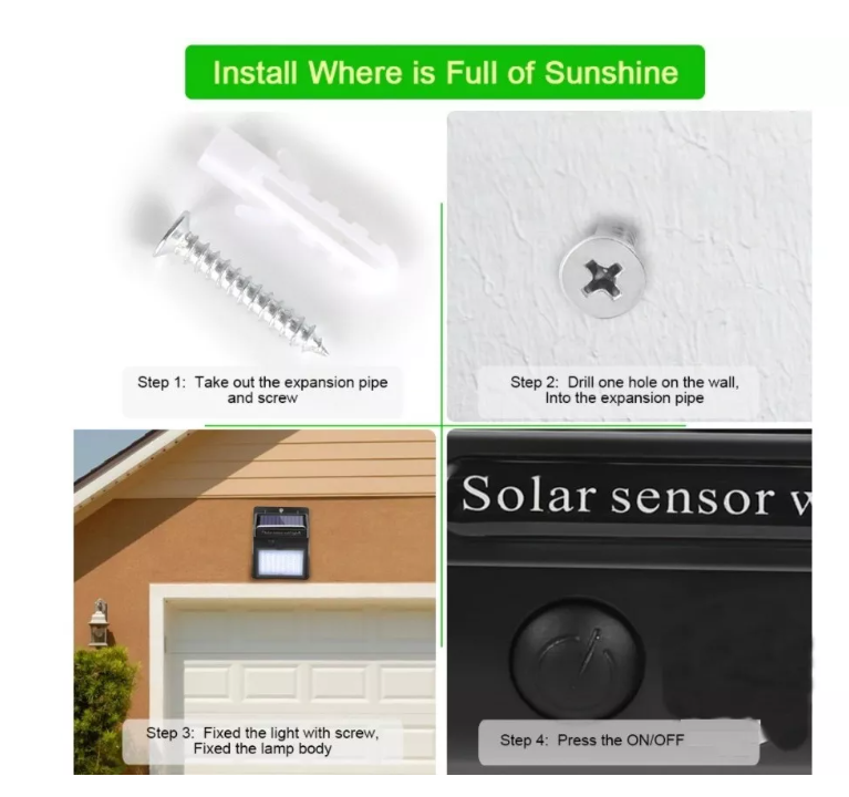 Luz Lámpara De Pared Foco Led Solar 30 Led Exterior-3