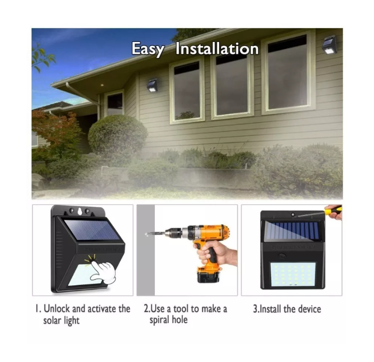 Luz Lámpara De Pared Foco Led Solar 30 Led Exterior-4
