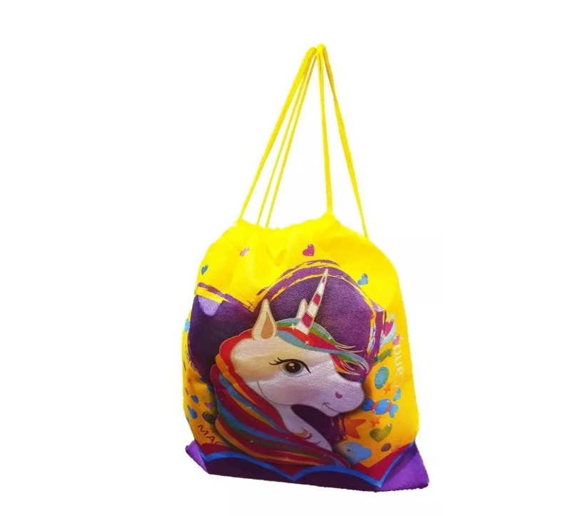 X12 Bolsa Mochila Reutilizable Unicornio Reciclable 41x32cm-1