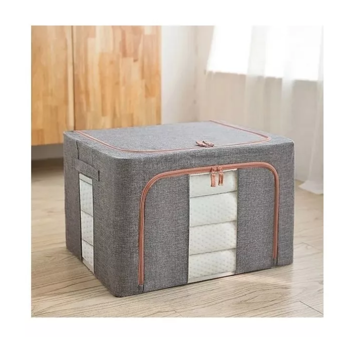 Caja Almacenamiento Lino Para Ropa Soporte De Metal-0