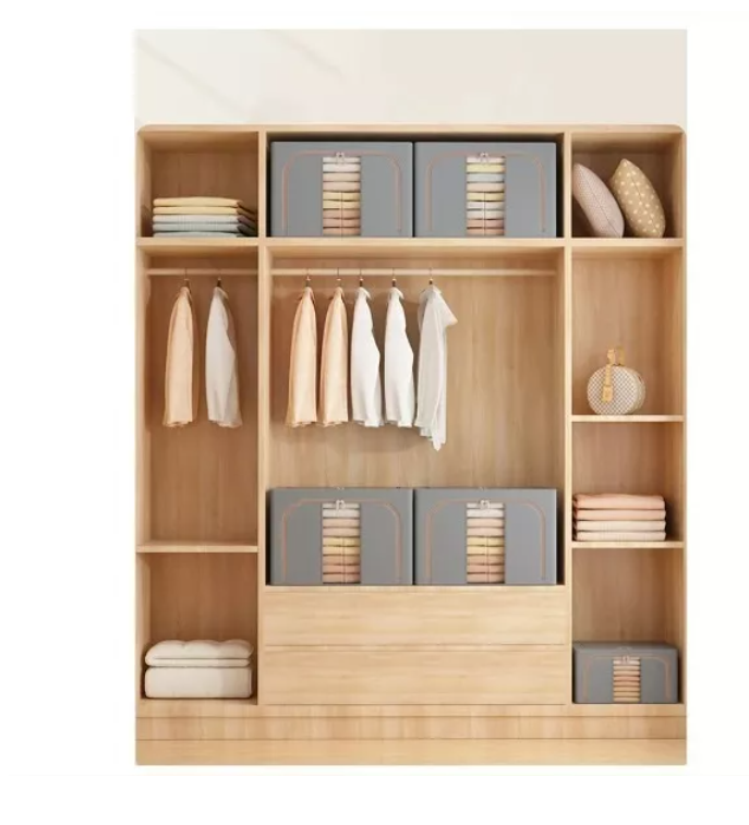 Caja Almacenamiento Lino Para Ropa Soporte De Metal-1