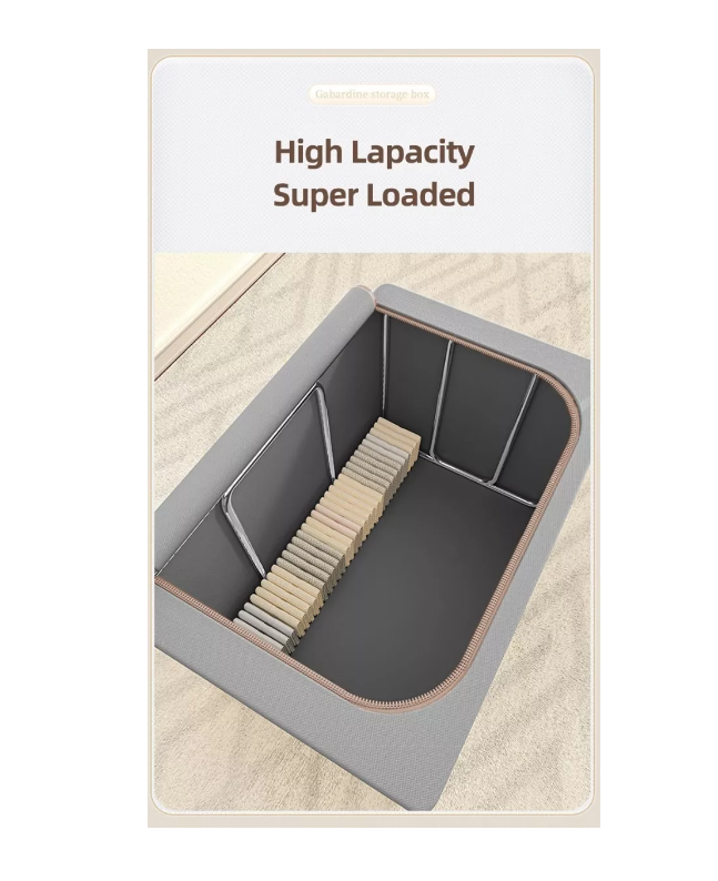 Caja Almacenamiento Lino Para Ropa Soporte De Metal-3