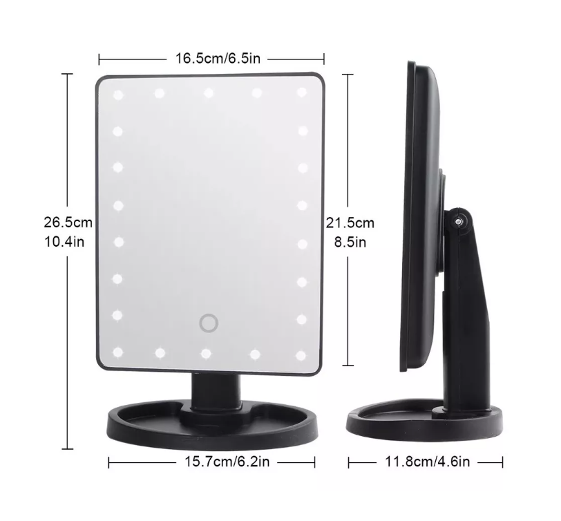Espejo 22 Luz Led Tactil Maquillaje Usb Portatil Giratorio-1