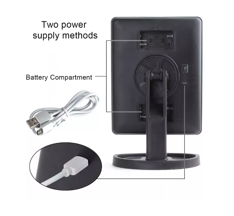Espejo 22 Luz Led Tactil Maquillaje Usb Portatil Giratorio-2