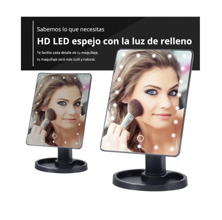 Espejo 22 Luz Led Tactil Maquillaje Usb Portatil Giratorio-3