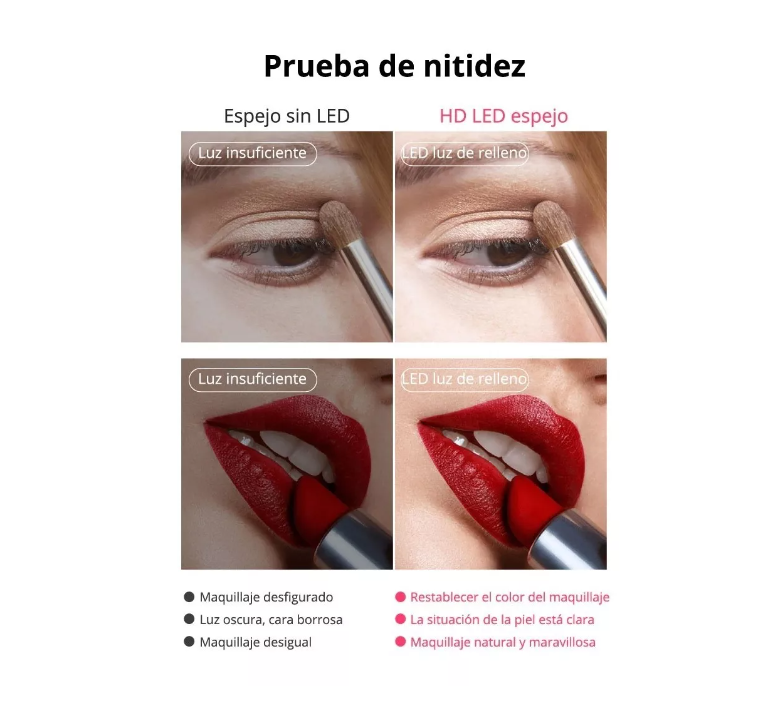 Espejo 22 Luz Led Tactil Maquillaje Usb Portatil Giratorio-4