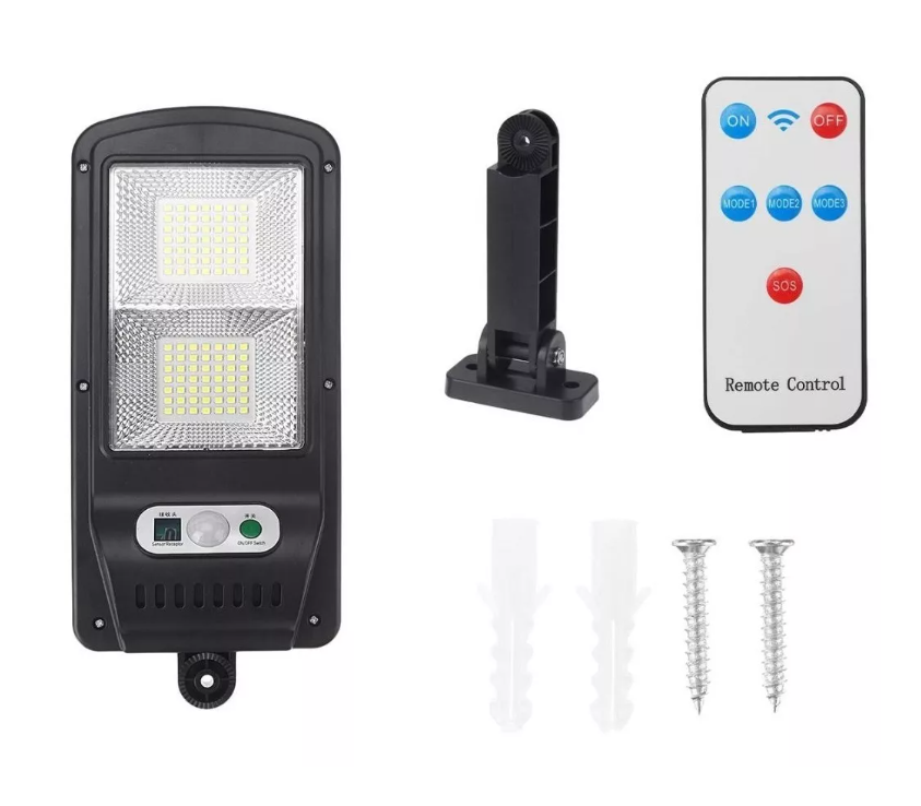 Foco Solar Luz Led 100w Exteriores 98 Led Sensor Movimiento-0