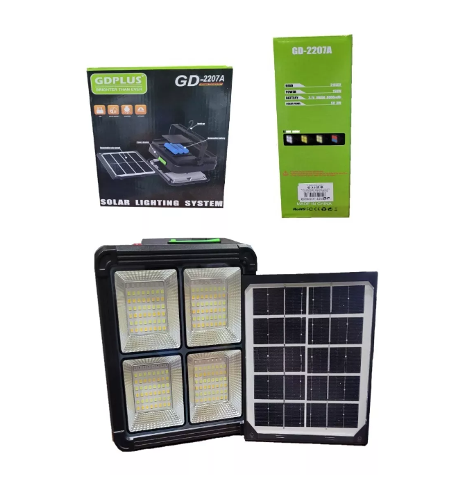 Foco Led Portátil Recargable 150w Panel Solar 4 Modo Luz-0