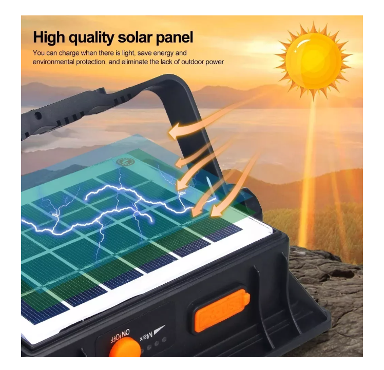 Foco Led Portátil Recargable 150w Panel Solar 4 Modo Luz-7