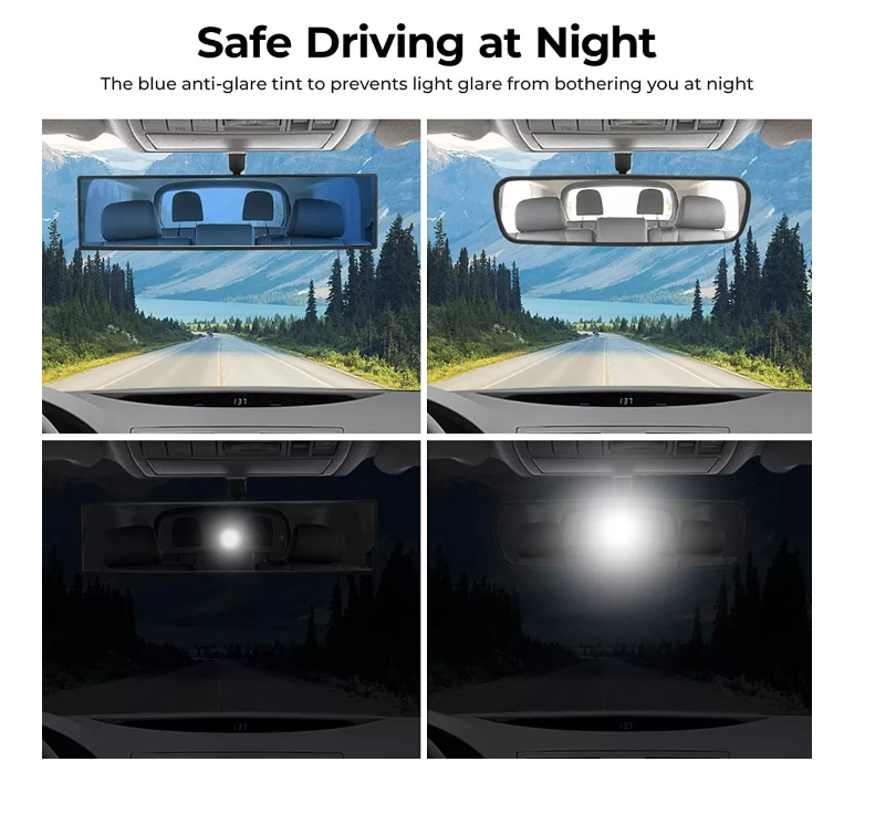 Espejo Retrovisor Panorámico 27cm Interior Auto Antirreflejo-3