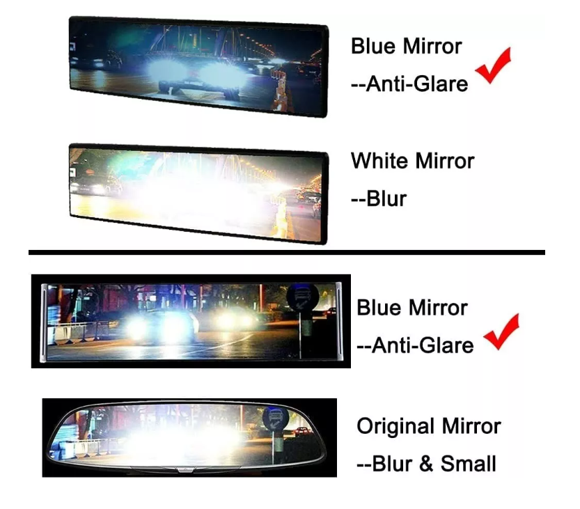 Espejo Retrovisor Panorámico 27cm Interior Auto Antirreflejo-4