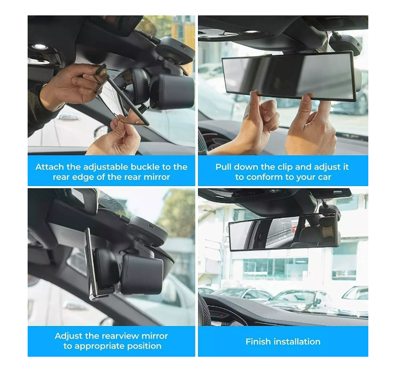 Espejo Retrovisor Panorámico 27cm Interior Auto Antirreflejo-5