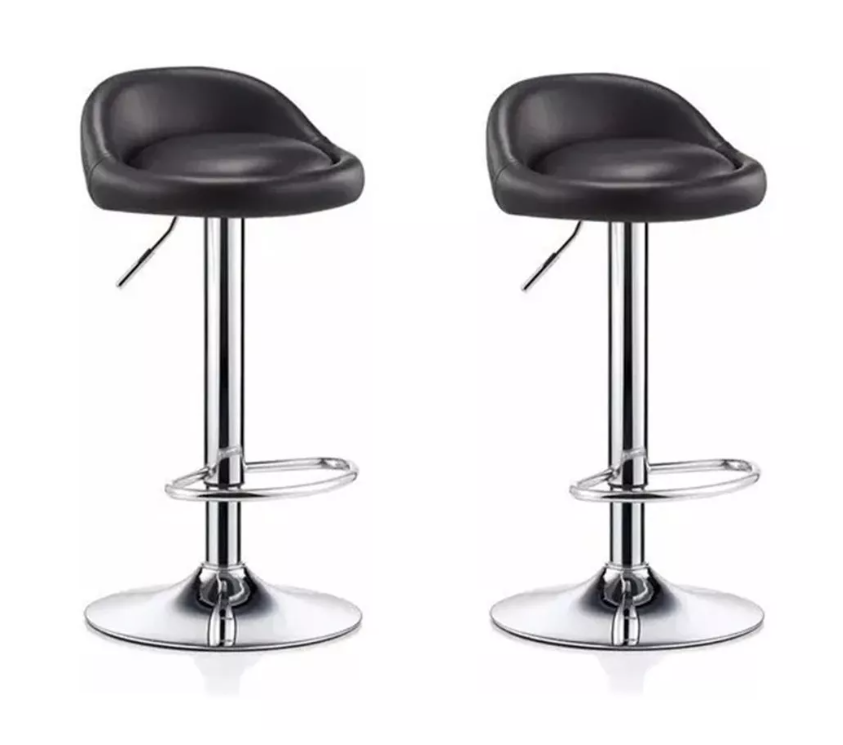 Pack 2 Silla Piso Bar Altura Regulable Taburete Respaldo-0