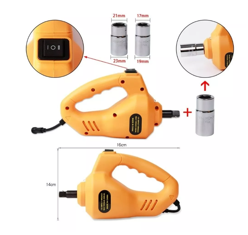 Gata Eléctrica Para Vehículos 12v 2t + Llave Impacto 350nm-3