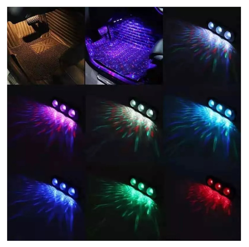 Kit 4 Luces Led Interior Auto 12v Multicolor Sensor Sonido-2